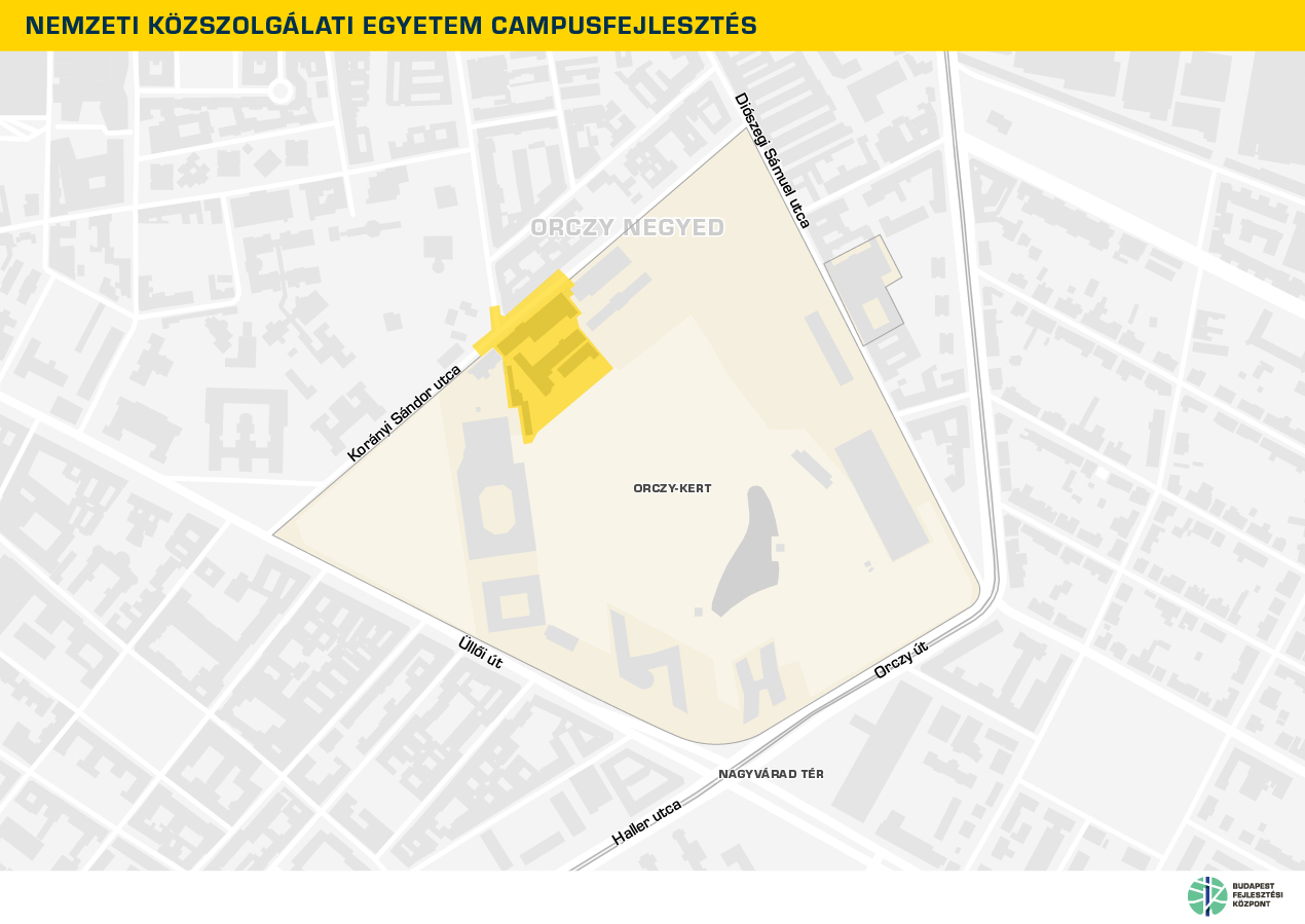 Nemzeti Közszolgálati Egyetem Campusfejlesztés térkép